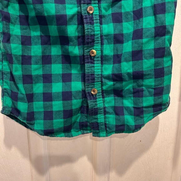 Crazy 8 Boys Green Navy Buffalo Plaid Button Down Shirt Sz 5/6 St. Patricks Day - Picture 5 of 7